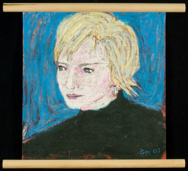 <p>Gennie DeWeese, Portrait of Ruth, 2003, cattlemarker on canvas, Reineking Collection.<br></p>