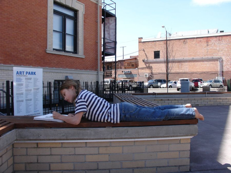 <p>A student in the Art Park</p>